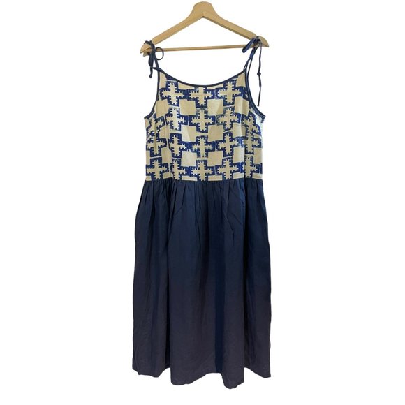 Little Tienda Australian Sustainable Indigo Printed Cotton Midi Dress - Picture 1 of 6